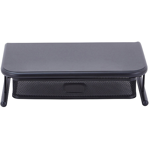 Lorell Mesh Wire Monitor Stand Desktop - Powder Coated - Steel - Black (LLR84147)