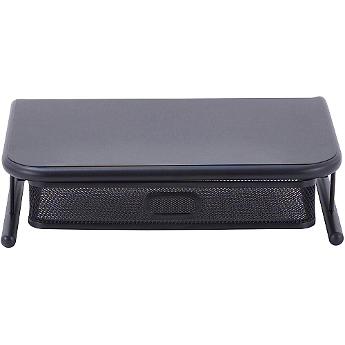 Lorell Mesh Wire Monitor Stand Desktop - Powder Coated - Steel - Black (LLR84147)