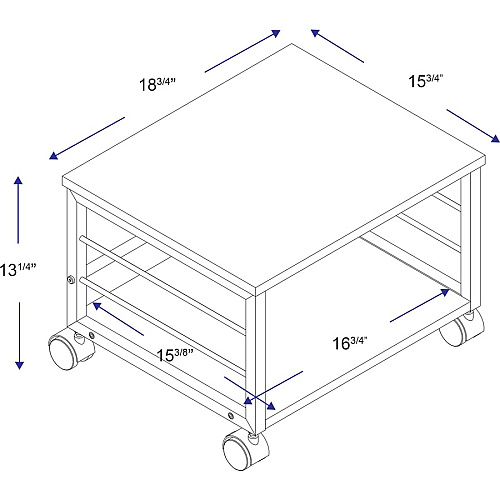Lorell Underdesk Mobile Machine Stand 150 lb Load Capacity - 13.20" Height x 18.70" Width x 15.70" Depth - Desk - Powder Coated - Metal, Laminate, Polyvinyl Chloride (PVC) - Charcoal, Black (LLR60262)