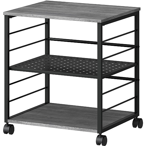 Lorell Deskside Mobile Machine Stand 200 lb Load Capacity - 26.50" Height x 23.60" Width x 19.60" Depth - Desk - Powder Coated - Metal, Laminate, Polyvinyl Chloride (PVC) - Charcoal, Black (LLR60263)
