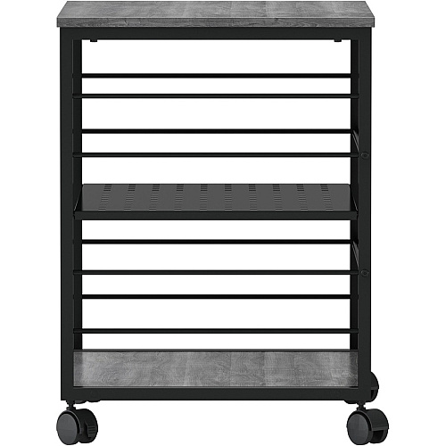 Lorell Deskside Mobile Machine Stand 200 lb Load Capacity - 26.50" Height x 23.60" Width x 19.60" Depth - Desk - Powder Coated - Metal, Laminate, Polyvinyl Chloride (PVC) - Charcoal, Black (LLR60263)