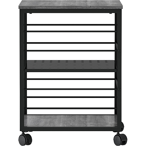 Lorell Deskside Mobile Machine Stand 200 lb Load Capacity - 26.50" Height x 23.60" Width x 19.60" Depth - Desk - Powder Coated - Metal, Laminate, Polyvinyl Chloride (PVC) - Charcoal, Black (LLR60263)