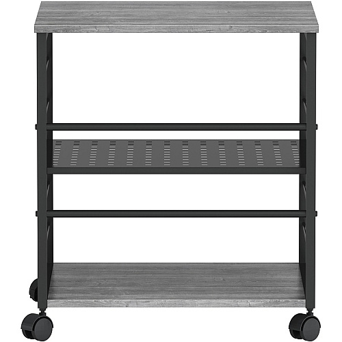 Lorell Deskside Mobile Machine Stand 200 lb Load Capacity - 26.50" Height x 23.60" Width x 19.60" Depth - Desk - Powder Coated - Metal, Laminate, Polyvinyl Chloride (PVC) - Charcoal, Black (LLR60263)