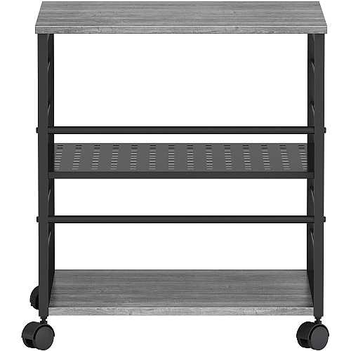 Lorell Deskside Mobile Machine Stand 200 lb Load Capacity - 26.50" Height x 23.60" Width x 19.60" Depth - Desk - Powder Coated - Metal, Laminate, Polyvinyl Chloride (PVC) - Charcoal, Black (LLR60263)
