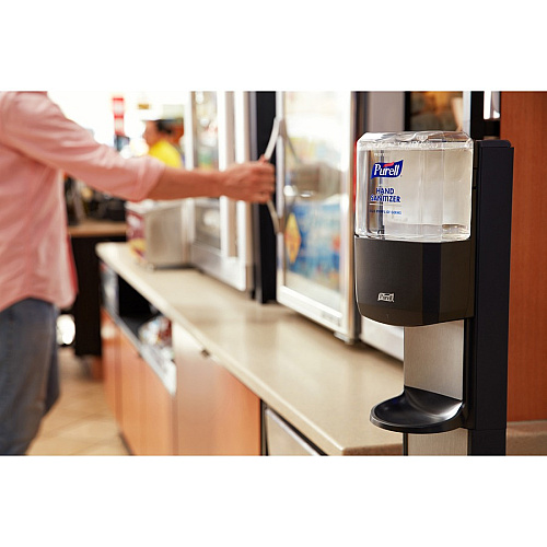 PURELL&reg; MESSENGER ES8 Silver Panel Floor Stand with Dispenser Floor Stand - Graphite, Silver - For Sanitizing Dispenser - Lightweight, Durable (7318DSSLV)