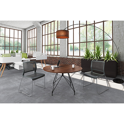 9 to 5 Seating Kip Stack Chair Gray Seat Color - Chrome Frame Color - Sled Base - 1 Each (1080GTCFP14)
