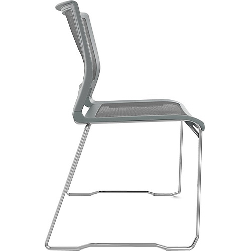 9 to 5 Seating Kip Stack Chair Gray Seat Color - Chrome Frame Color - Sled Base - 1 Each (1080GTCFP14)