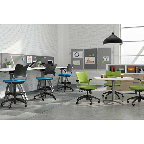 9 to 5 Seating Bella Fixed Arms Mobile Stack Chair Latte Seat Color - Thermoplastic Seat Material - Latte Back Color - Thermoplastic Back Material - Powder Coated, Black Frame Color - Four-legged Base - 1 Each (1315A12BFP19)