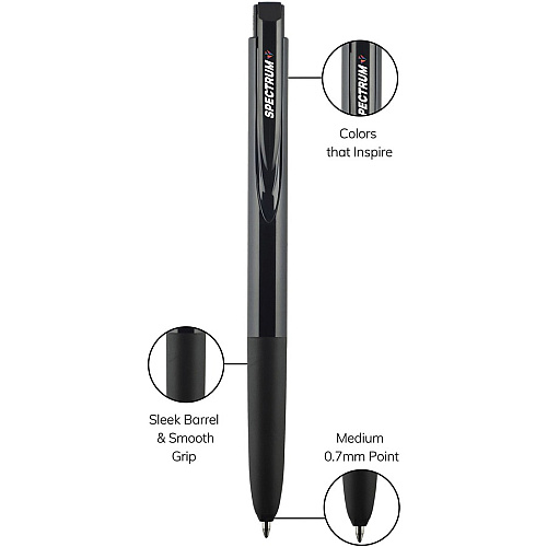 uni-ball uni&reg; Spectrum Gel Pen 0.7 mm Medium Pen Point - Refillable - Retractable - Multicolor Ink - Pigment-based, Gel-based - Black Plastic, Rubberized Barrel - 5 / Pack (70278)