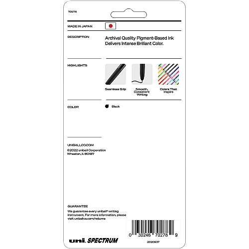 uni-ball uni&reg; Spectrum Gel Pen 0.7 mm Medium Pen Point - Refillable - Retractable - Multicolor Ink - Pigment-based, Gel-based - Black Plastic, Rubberized Barrel - 5 / Pack (70278)