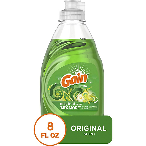 Gain Ultra Original Scent Dishwashing Liquid 8 fl oz (0.3 quart) - Clean Scent - Green - 12 / Carton (98110)