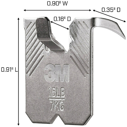 3M CLAW Drywall Picture Hanger 45 lb (20.41 kg), 25 lb (11.34 kg), 15 lb (6.80 kg) Capacity - 1.2" Width x 2" Length - for Pictures, Project, Mirror, Frame, Home, Decoration - Steel - Gray - 10 / Pack (3PHKITM10ES)