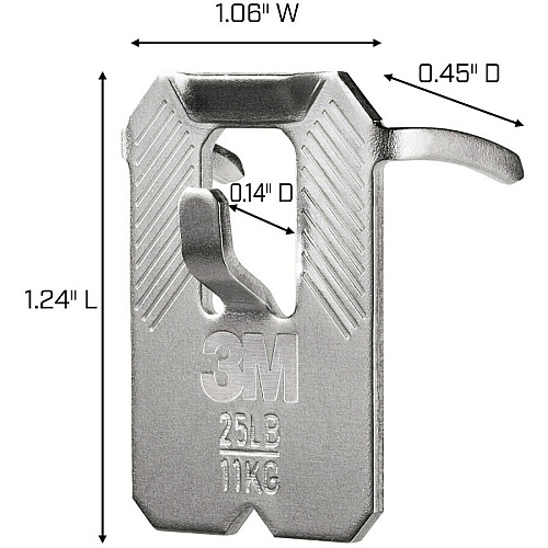 3M CLAW Drywall Picture Hanger 45 lb (20.41 kg), 25 lb (11.34 kg), 15 lb (6.80 kg) Capacity - 1.2" Width x 2" Length - for Pictures, Project, Mirror, Frame, Home, Decoration - Steel - Gray - 10 / Pack (3PHKITM10ES)