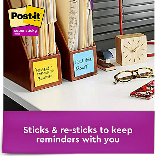 Post-it&reg; Super Sticky Dispenser Notes - Playful Primaries Color Collection 3" Flag/Note Width x 3" Flag/Note Length - Square - Candy Apple Red, Blue Paradise, Sunnyside, Lucky Green - Paper - Pop-up, Recyclable - 18 / Pack (R33018SSANCP)