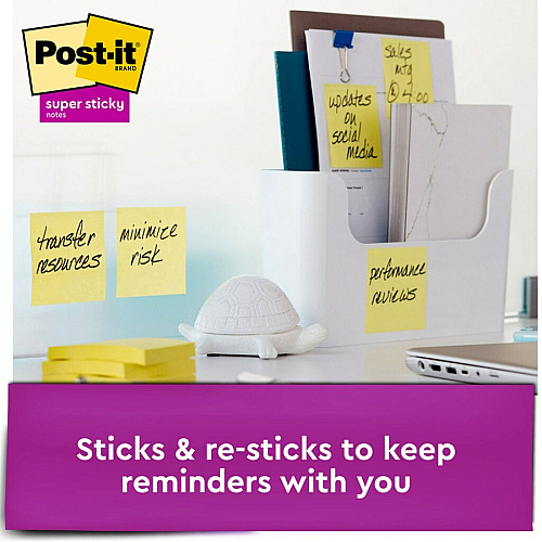 Post-it&reg; Super Sticky Dispenser Notes - Canary Yellow 3" Flag/Note Width x 3" Flag/Note Length - Square - Canary Yellow - Paper - Pop-up, Recyclable, Adhesive - 18 / Pack (R33018SSCYCP)