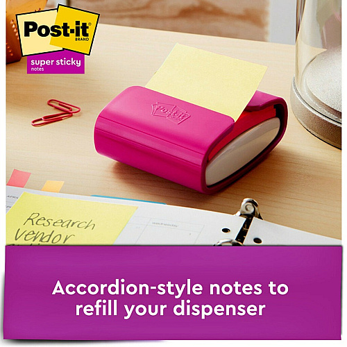Post-it&reg; Super Sticky Dispenser Notes - Canary Yellow 3" Flag/Note Width x 3" Flag/Note Length - Square - Canary Yellow - Paper - Pop-up, Recyclable, Adhesive - 18 / Pack (R33018SSCYCP)