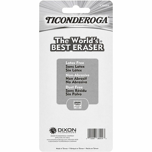 Ticonderoga White Erasers White - Block - Vinyl - 4 / Pack - Soft, Latex-free, Smudge-free, Residue-free, Non-tearing, Non-toxic, Easy Grip (X38004)