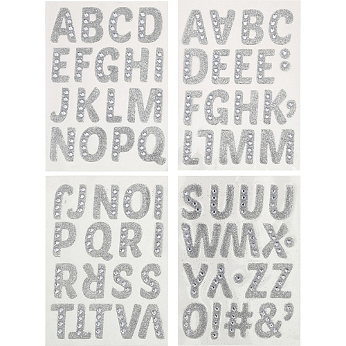 Crayola Sparkling Gems Sticker Letters Self-adhesive - 1.25" Height - Silver - 72 / Pack (P1665CRA)