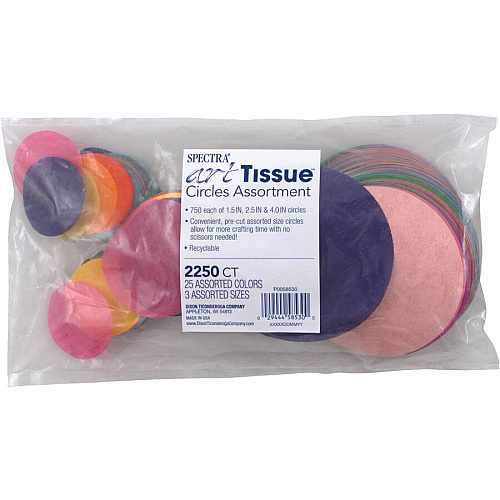 Spectra Art Tissue Deluxe Bleeding Circles Paint - 2250 Piece(s) x 4" Diameter - Cerise, National Blue, Chinese Red, Spring Green, Dark Pink, Scarlet, Magenta, Sky Blue, Canary, Orchid, Azure Blue, ... - Tissue, Paper - 1 Bag (P0058530)