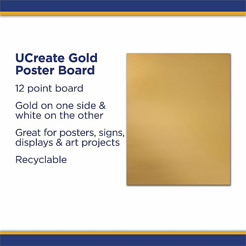 UCreate Metallic Poster Board Classroom, Poster, Mounting, Project - Yellow - 25 / Carton (P54981)