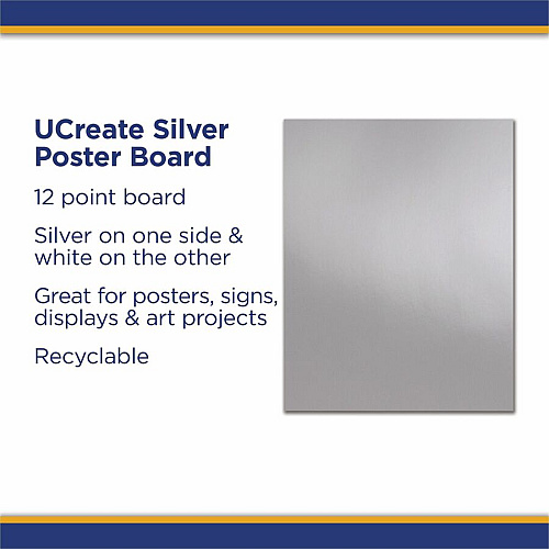 UCreate Metallic Poster Board Classroom, Poster, Mounting, Project - Gray - 25 / Carton (P54991)
