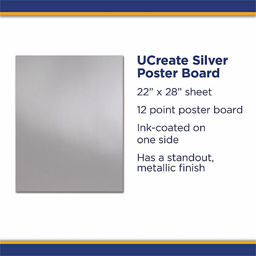 UCreate Metallic Poster Board Classroom, Poster, Mounting, Project - Gray - 25 / Carton (P54991)