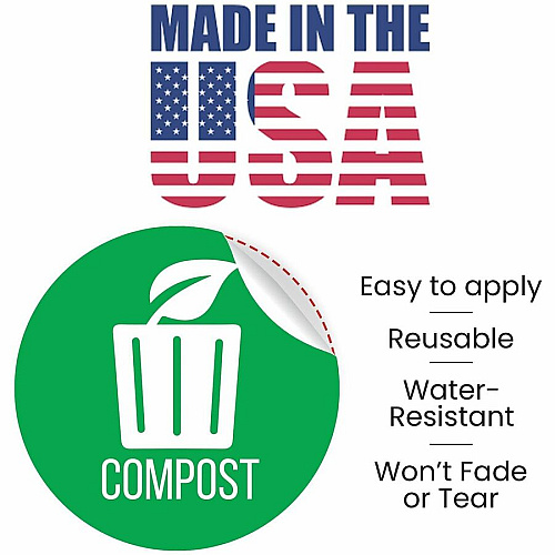 HLS Commercial Refuse Bin Icon Sticker Waterproof - Compost - 1/10" Height x 4" Width x 4" Length x 4" Diameter - Removable Adhesive - Circle - Glossy - Green - Vinyl - Laminated - 3 / Carton (HLSKERCCOMP3)