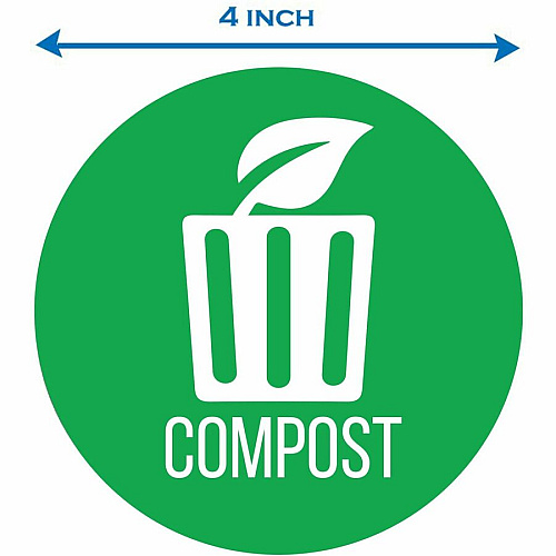 HLS Commercial Refuse Bin Icon Sticker Waterproof - Compost - 1/10" Height x 4" Width x 4" Length x 4" Diameter - Removable Adhesive - Circle - Glossy - Green - Vinyl - Laminated - 3 / Carton (HLSKERCCOMP3)