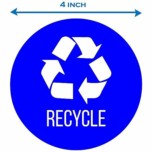 HLS Commercial Refuse Bin Icon Sticker Waterproof - Compost - 1/10" Height x 4" Width x 4" Length x 4" Diameter - Removable Adhesive - Circle - Glossy - Blue - Vinyl - Laminated - 3 / Carton (HLSKERCYCLE3)