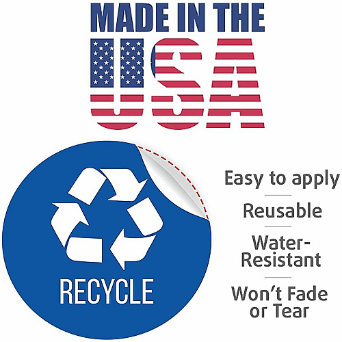 HLS Commercial Refuse Bin Icon Sticker Waterproof - Compost - 1/10" Height x 4" Width x 4" Length x 4" Diameter - Removable Adhesive - Circle - Glossy - Blue - Vinyl - Laminated - 3 / Carton (HLSKERCYCLE3)