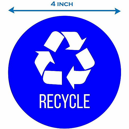 HLS Commercial Refuse Bin Icon Sticker Waterproof - Compost - 1/10" Height x 4" Width x 4" Length x 4" Diameter - Removable Adhesive - Circle - Glossy - Blue - Vinyl - Laminated - 3 / Carton (HLSKERCYCLE3)