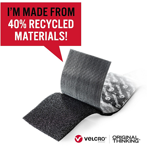 VELCRO&reg; Eco Collection Adhesive Backed Tape 8 ft Length x 1.88" Width - Black - 1 Each (30190)