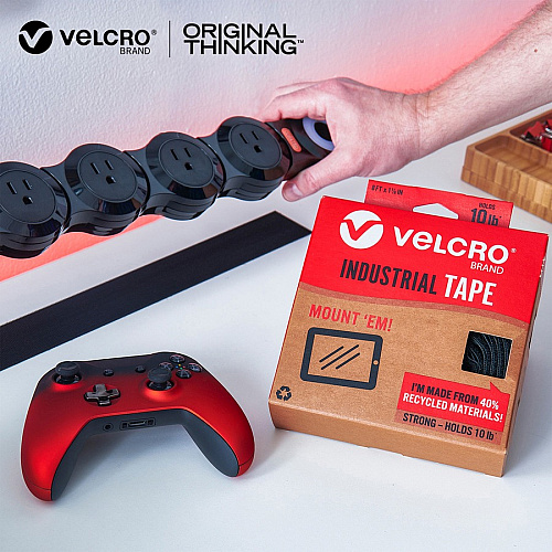 VELCRO&reg; Eco Collection Adhesive Backed Tape 8 ft Length x 1.88" Width - Black - 1 Each (30190)