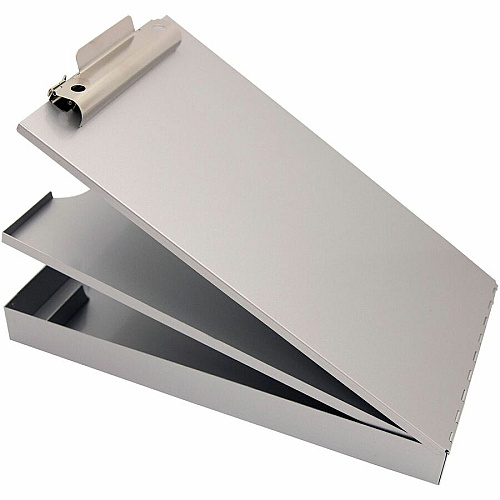 Saunders Cruiser Mate Form Holder with Storage 1" Clip Capacity - Top Opening - 8 1/2" x 14" Sheet Size - Aluminum - Gray - 1 Each (21018)