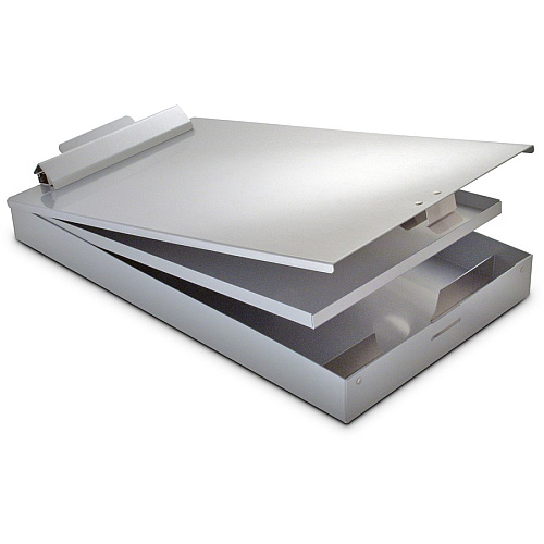 Saunders Cruiser Mate Form Holder with Storage 1" Clip Capacity - Top Opening - 8 1/2" x 14" Sheet Size - Aluminum - Gray - 1 Each (21018)