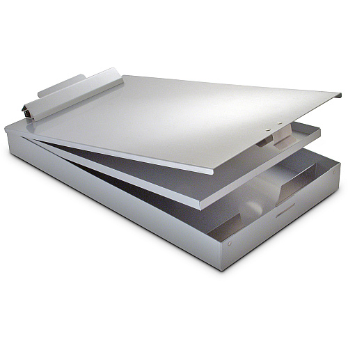 Saunders Cruiser Mate Form Holder with Storage 1" Clip Capacity - Top Opening - 8 1/2" x 14" Sheet Size - Aluminum - Gray - 1 Each (21018)