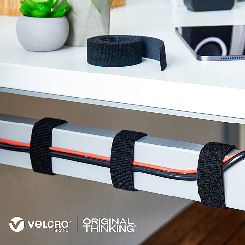 VELCRO&reg; Strap,Adjustable,Reusable,Recycled,1"x10',Black Cable Strap - Black - 1 Each (30188)