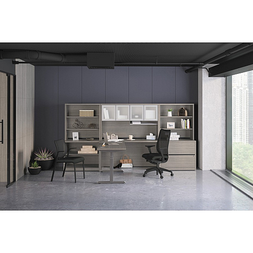 HON 10500 H10585R Pedestal Desk 29.5" Height x 72" Width x 36" Depth - 2 x Box, File Drawer(s)Right Side - Finish: Sterling Ash (10585RLS1)
