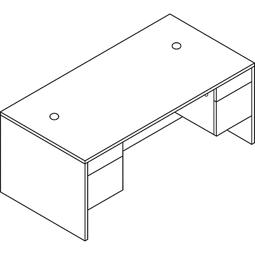 HON 10500 H10573 Pedestal Desk 29.5" Height x 60" Width x 30" Depth - 4 x Box, File Drawer(s) - Double Pedestal - Finish: Sterling Ash (10573LS1)