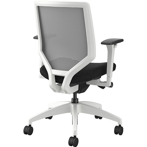 HON Solve Chair Black Seat Color - Fabric Seat Material - Fog Back Color - Mesh Back Material - Designer White Frame Color - Mid Back - Black - 1 Each (SVTM2FCP10DW)