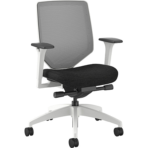 HON Solve Chair Black Seat Color - Fabric Seat Material - Fog Back Color - Mesh Back Material - Designer White Frame Color - Mid Back - Black - 1 Each (SVTM2FCP10DW)