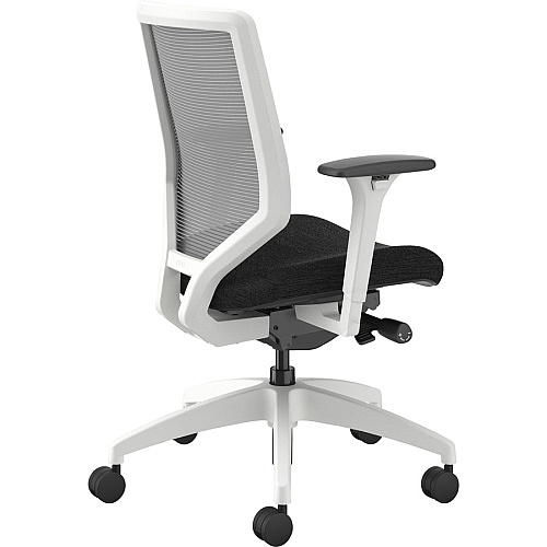 HON Solve Chair Black Seat Color - Fabric Seat Material - Fog Back Color - Mesh Back Material - Designer White Frame Color - Mid Back - Black - 1 Each (SVTM2FCP10DW)