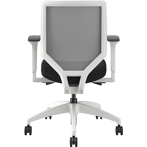 HON Solve Chair Black Seat Color - Fabric Seat Material - Fog Back Color - Mesh Back Material - Designer White Frame Color - Mid Back - Black - 1 Each (SVTM2FCP10DW)