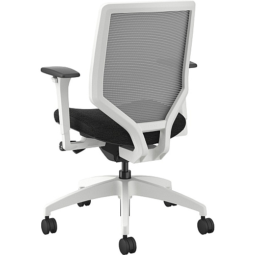 HON Solve Chair Black Seat Color - Fabric Seat Material - Fog Back Color - Mesh Back Material - Designer White Frame Color - Mid Back - Black - 1 Each (SVTM2FCP10DW)