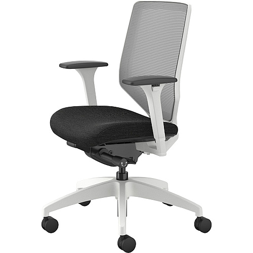 HON Solve Chair Black Seat Color - Fabric Seat Material - Fog Back Color - Mesh Back Material - Designer White Frame Color - Mid Back - Black - 1 Each (SVTM2FCP10DW)