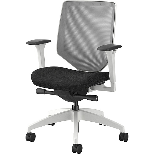 HON Solve Chair Black Seat Color - Fabric Seat Material - Fog Back Color - Mesh Back Material - Designer White Frame Color - Mid Back - Black - 1 Each (SVTM2FCP10DW)