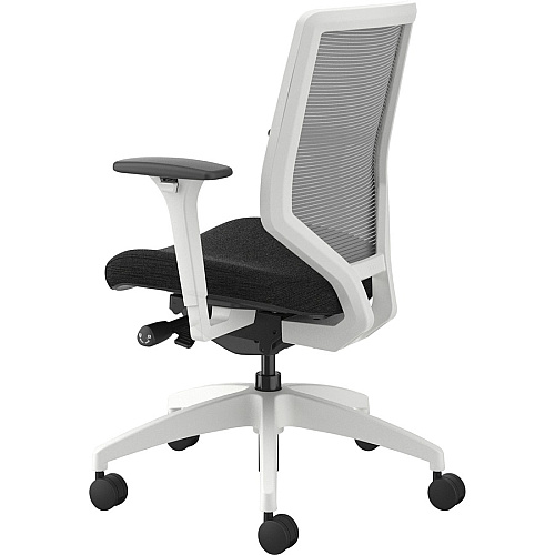 HON Solve Chair Black Seat Color - Fabric Seat Material - Fog Back Color - Mesh Back Material - Designer White Frame Color - Mid Back - Black - 1 Each (SVTM2FCP10DW)