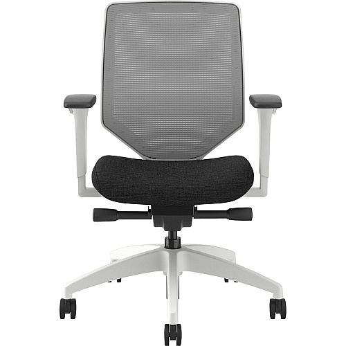 HON Solve Chair Black Seat Color - Fabric Seat Material - Fog Back Color - Mesh Back Material - Designer White Frame Color - Mid Back - Black - 1 Each (SVTM2FCP10DW)