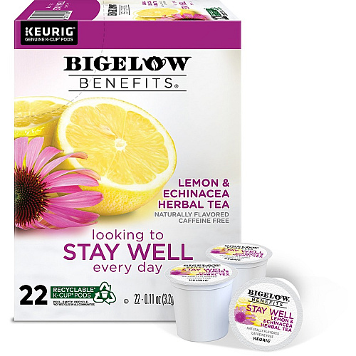 Bigelow&reg; Stay Well Lemon & Echinacea Herbal Tea K-Cup Herbal Tea - 22 K-Cup - 22 / Pack (2025)
