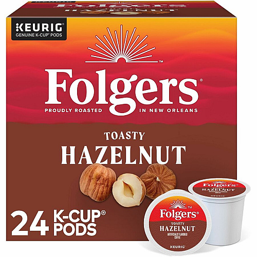 Folgers&reg; K-Cup Toasty Hazelnut Coffee Compatible with Keurig Brewer - Medium - K-Cup - Hazelnut Cream - 24 / Box (7463)
